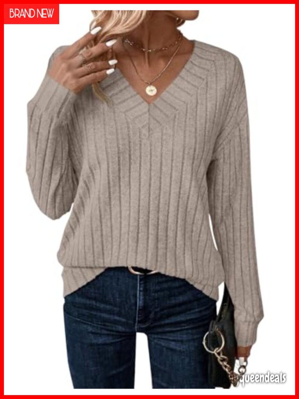 Long Sleeve V Neck Lightweight Sweater Tunic Top